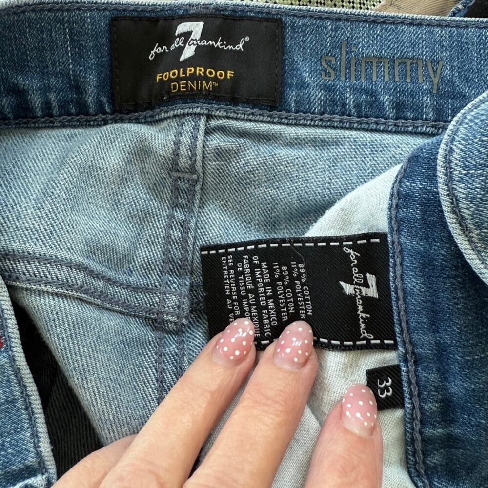 7 For All Mankind Slimmy Foolproof Denim Jeans Light Wash Size 33 Men’s - Picture 5 of 5